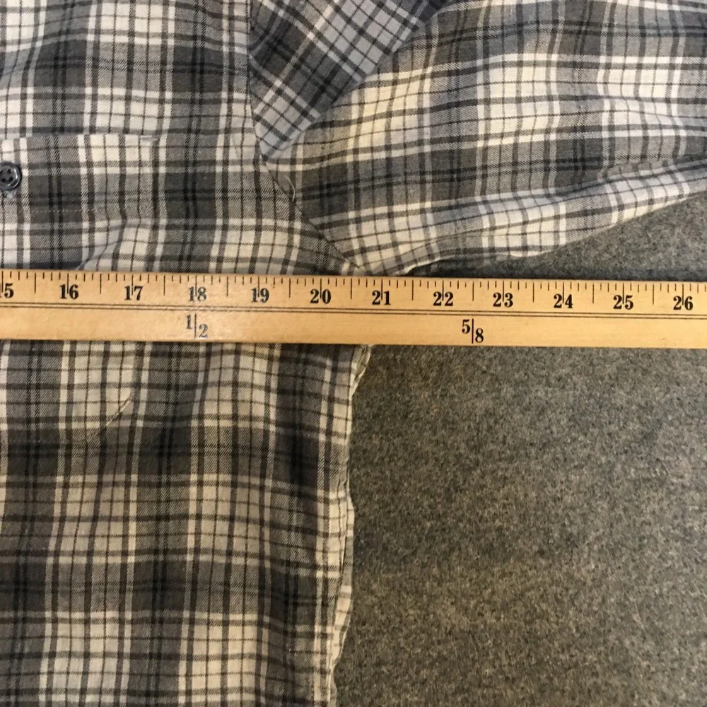 Banana Republic Button Down Shirt Mens Medium Gray Plaid Slim Fit Preppy Cozy